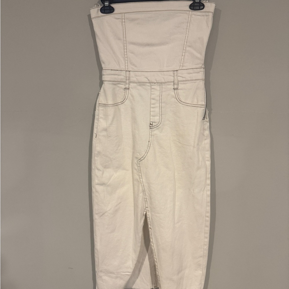 Gianni Bini Strapless Cream Jumpsuit